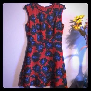 Beautiful red dress with blue flowers!